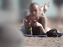 Swelling dick flash on beach -  public