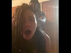 Handsome latina dreadhead gets bent over kitchen counter and gets her brains ravaged out