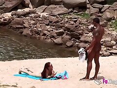 The humungous cocked dark-hued dude picking up on the naturist beach. So easy, when you're armed with such a blunderbuss.