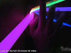 pretty new babe stretching her pussy with glow inserts creative pornography kink