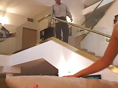 worker caught by boss having office fuck-fest as punishment they have to fellate his balls