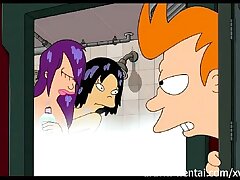 Futurama Anime porn - Bathroom three-way