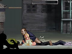 Blonde Woman have smash with zombies and