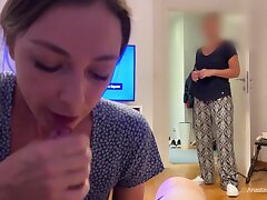 My stepmom caught me providing a blowjob