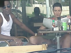 Hotwife Wife #4 Part 3 - Spouse films me outside a cafe Upskirt Showcasing and having an Interracial affair with a Ebony Man!!!